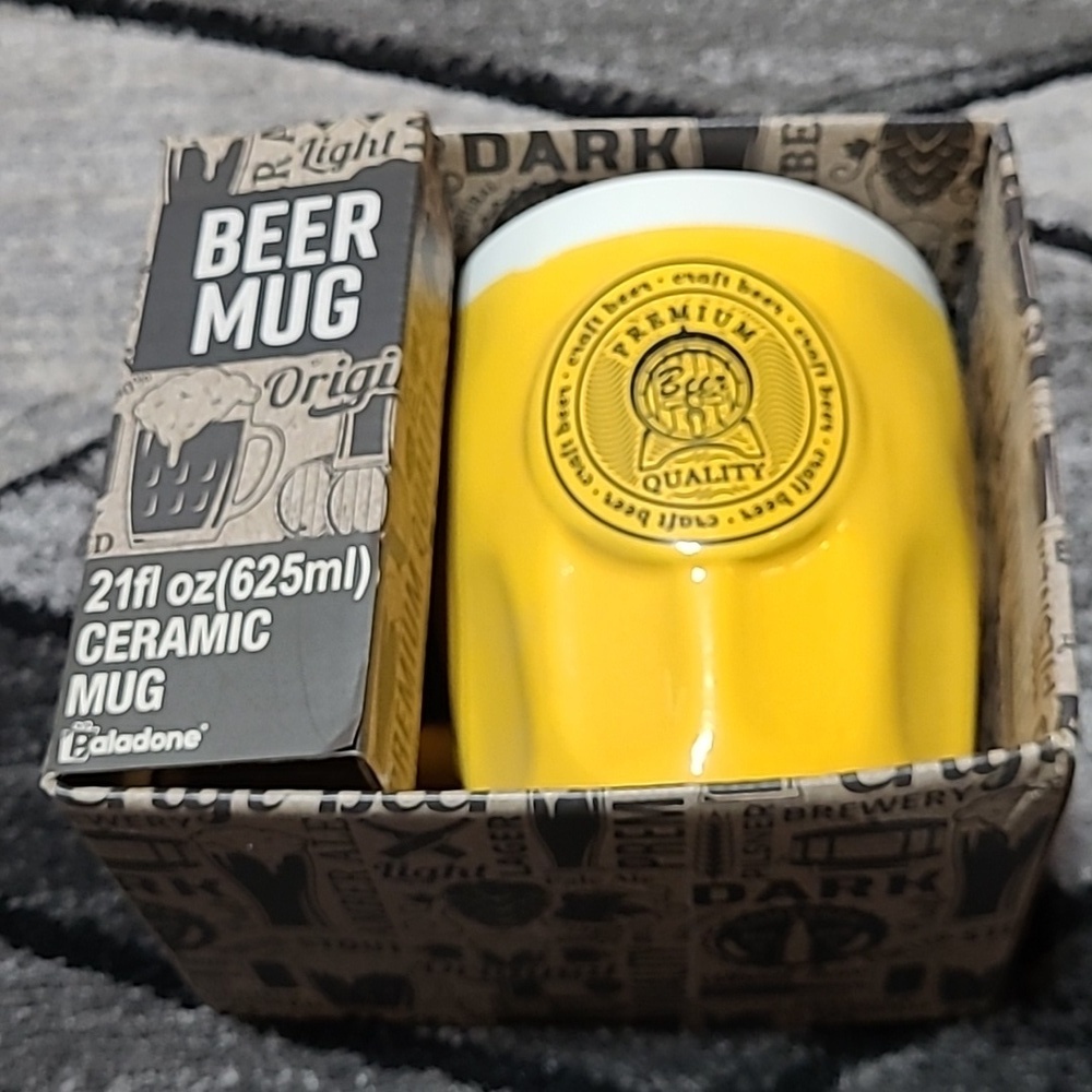 PREMIUM CRAFT BEER THEMED CERAMIC BEER MUG 🍺 21 FL OZ